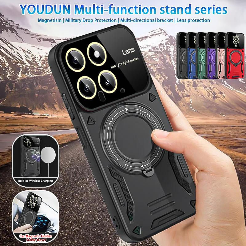 Shockproof Armor Case For Xiaomi 14T 13T 12T 11T 10 13 Pro 14 Ultra For Magsafe Wireless Charger Magnetic Ring Stand Phone Cover