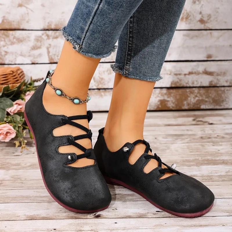 Suede Flat Shoes Autumn New Round Toe Shallow Mouth Slip-on Soft Sole Anti-slip Wear-resistant Low-top Single Shoes