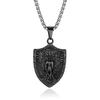 Saint Michael Archangel Stainless Steel Pendant Men's Necklace - Warrior Angel with Sword and Shield