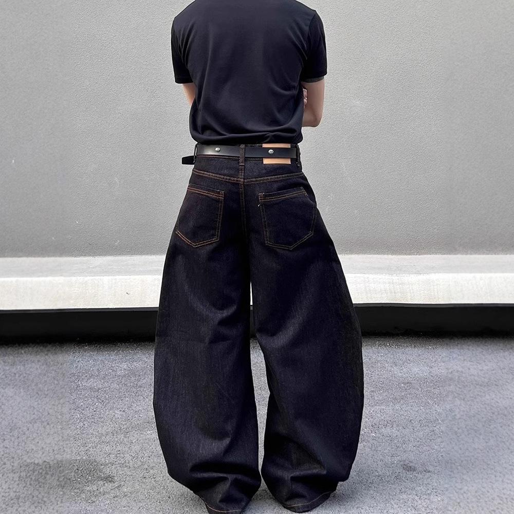 JYL Men's Bootcut Jeans  Embroidery Baggy Loose Trendy Scythe Denim Pants