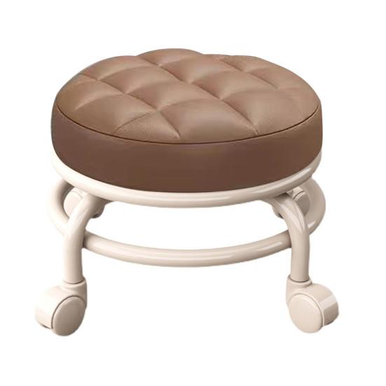 Scaun rulant de înălțime mică cu roți de 360 ​​de grade Pernă umplută cu burete din piele artificială Casă modernă