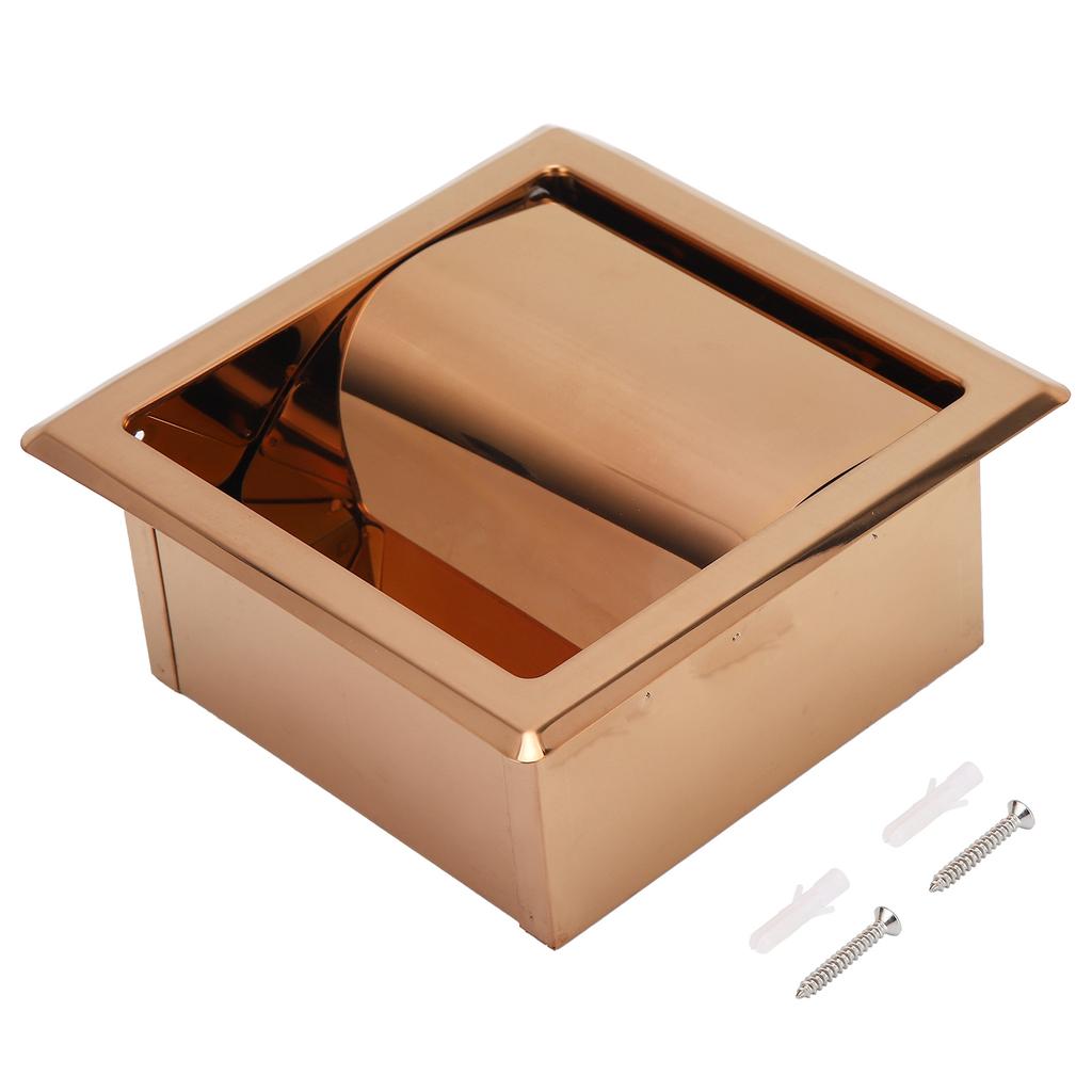 Zapuštěný držák toaletního papíru Nerezový držák papírových ručníků Stojan na toaletní papír pro hotelovou koupelnu Růžové zlato