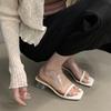 Crystal thick-heeled slippers women wear new fairy temperament sandals in summer