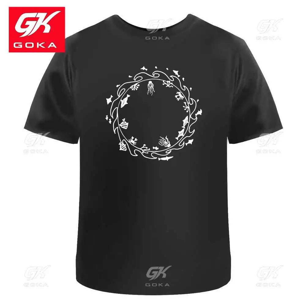 

Sea Life Circle Unisexs Womens Cotton T Shirts Graphic Tees Clothing Short Sleeve Vintage Tops Printed Clothes Classic T Shirt 4XL