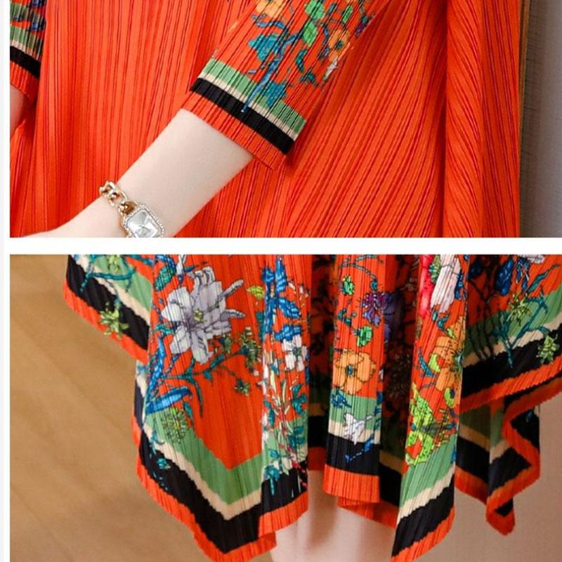 Women's Plus Size Dress Vintage Print Dress Ethnic Style Spring Summer A-line Pleated Stretch Maxi Dress