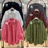 Wj1116 Autumn New Women's Lapel Japanese Cotton Shirt Loose Shirt Top Cardigan Literary Style Ins