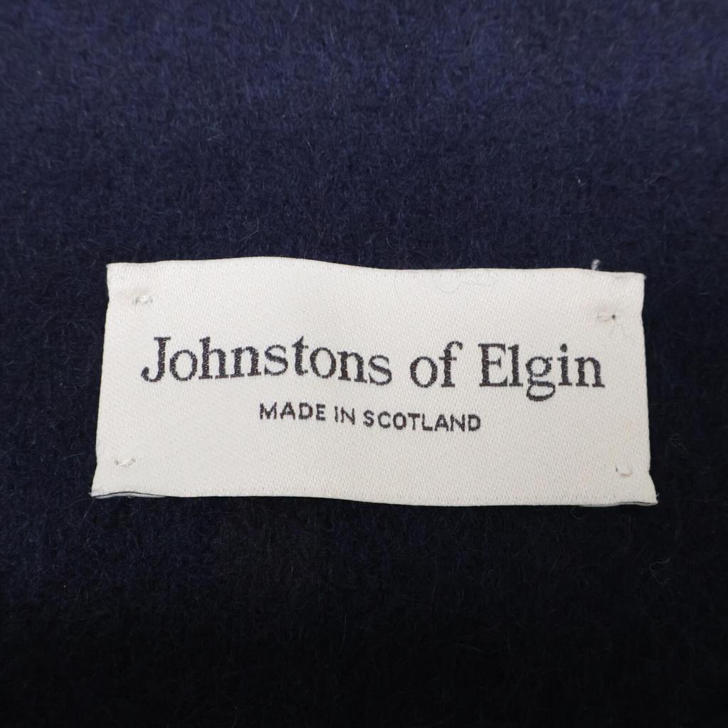 JOHNSTONS fringe Scarf Navy / GreenUsed