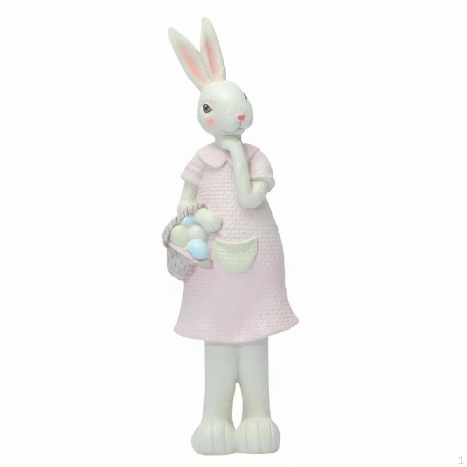 Easter Cartoon Couple Bunny Resin Figurine, Cute Statue, Home Decor, Party Gift
