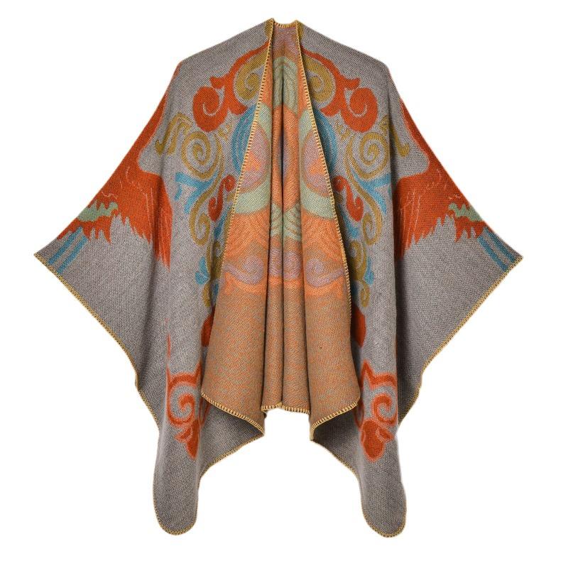 Women's jacquard thickened warm scarf shawl Yunnan Nepal travel photo shawl outside
