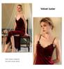 Fiyun Deep V Velvet Lace Sexy Nightgown and Pajama Set