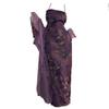 New Chinese Style Retro Purple Lotus Pure Desire Suspender Skirt Cardigan Foreign Trade Extra Large Women Clothes National Style Slimming Fashion