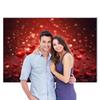 2D Anniversary Photo Booth Backdrop with Red Hearts and Bokeh Lights