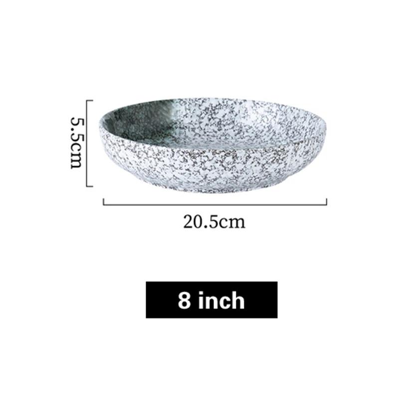 

Japanese style deep dish family western style steak noodle dish ceramic steamed fish dishs large round deep dishs