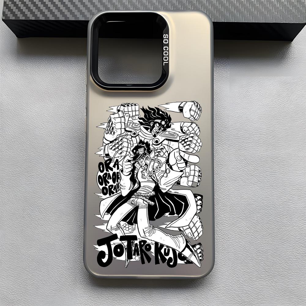 Anime Cool J-Jojos Phone Case For iPhone 16 15 14 13 12 11 Pro Max Grey Black Matte Laser Metallic Aurora Funda
