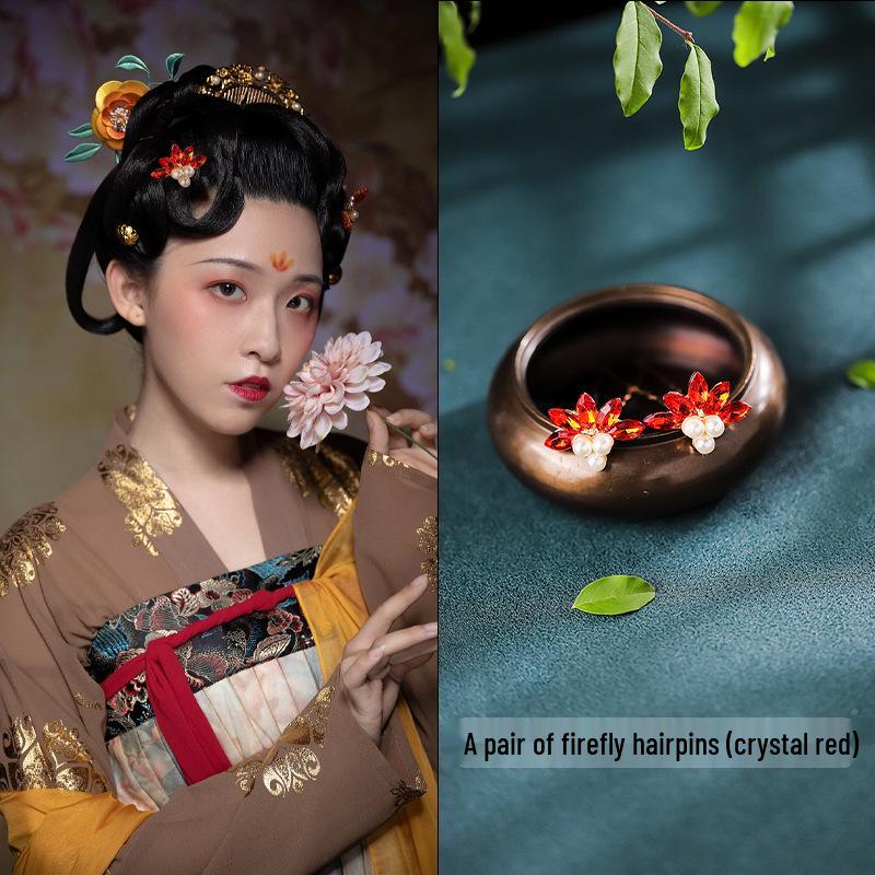 Tang Style Butterfly Flower Hanfu Hairpins - Simple Versatile U-Shaped Hair Accessories.