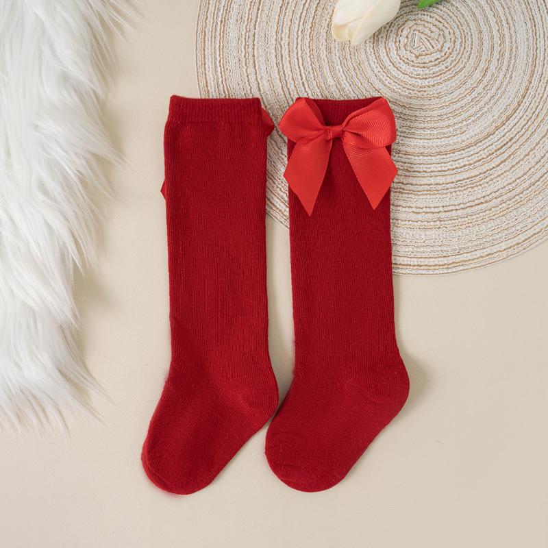 Șosete pentru bebeluși și copii mici de marcă nouă, toamnă iarnă, șosete lungi până la genunchi pentru copii fete, bumbac cu fundă mare, stil spaniol, șosete de podea pentru copii