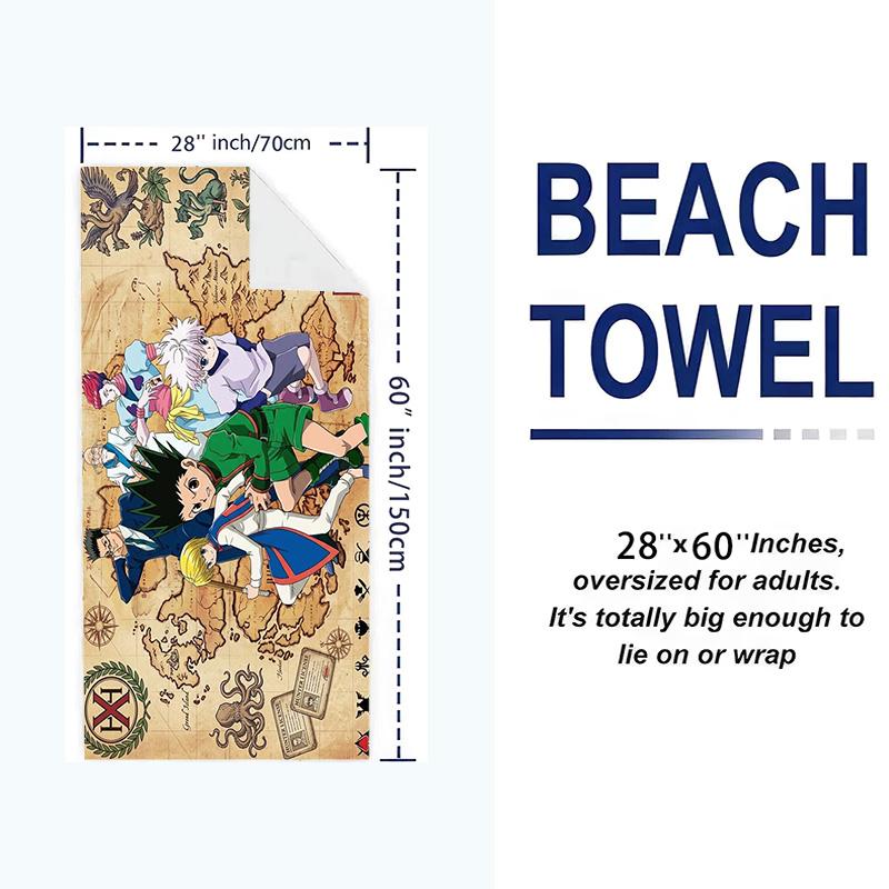 Anime HUNTER×HUNTER Print Beach Towel, Large Soft Quick Dry Towel for Beach Camping Swimming