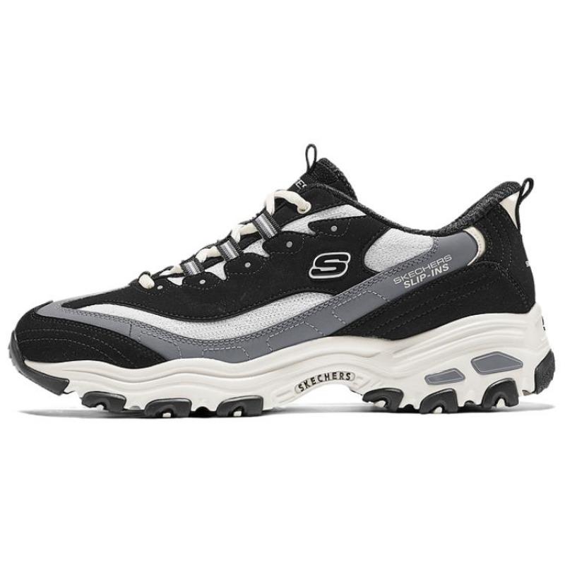 Skechers Slip-ins D LITES 1.0 Men Low Top Chunky Sneakers Black White Gray 232422-BKNT 41.5