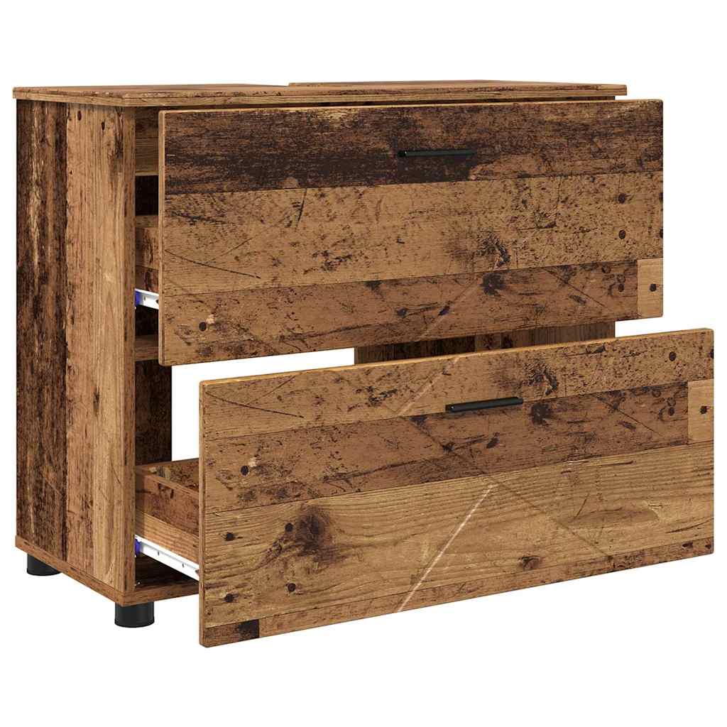 Bathroom Furniture Set with Door 3 Pcs Reclaimed Wood Plywood and Metal