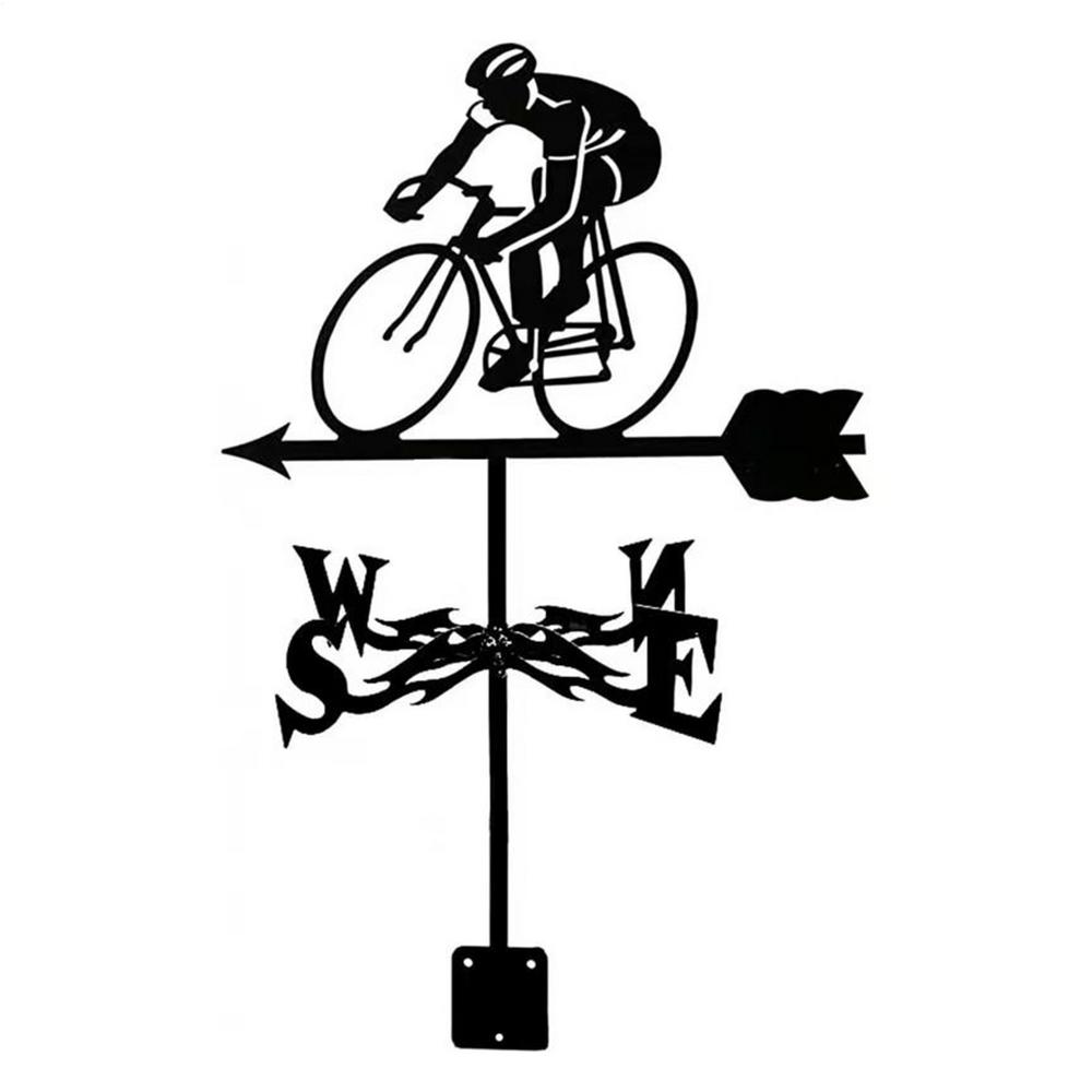 Weather Vanes Roof Mount Bike Riders Garden Stake Weathervane Roof Measuring Tools Weathercock Indicator Decoration Stake чёрный