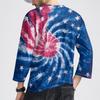 Men's Fashion Casual Independence Day Print  Neck Seven-point Sleeve Top T-shirt