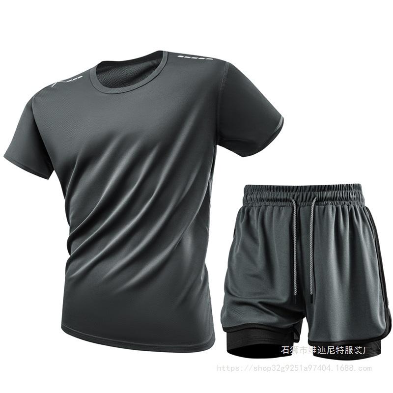 European Size Sports Tight Fitting Set, Comfortable High Elasticity Yoga Set, Summer Lightweight Quick Drying Pants, Fake Two Pieces