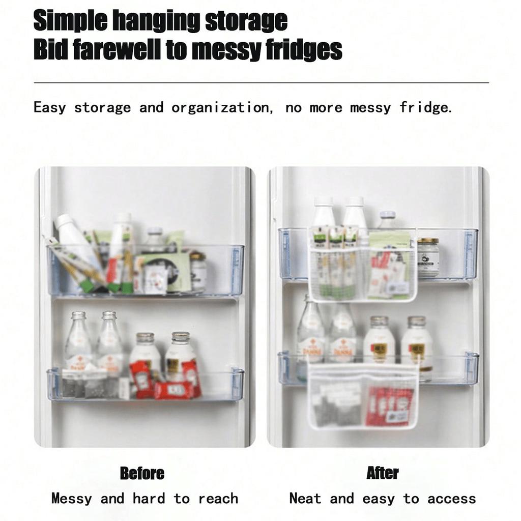 2PCS Refrigerator Storage Mesh Bag Hanging Net Pouch Fridge Categorized Storage Bags Washable Kitchen Sauce Packet Organizer