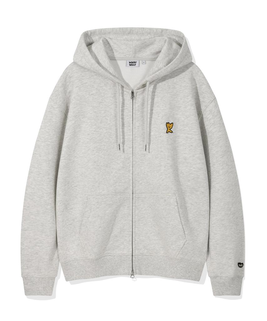 Wacky Willy Signature Kiki Wappen Zip-Up Hoodie Light Gray