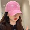 Gorra de Béisbol Bordada con Lazo Coreano para Mujer Niña Algodón Lavado Verano Exterior Sombrero Protector Solar Color Sólido Gorras Ajustables