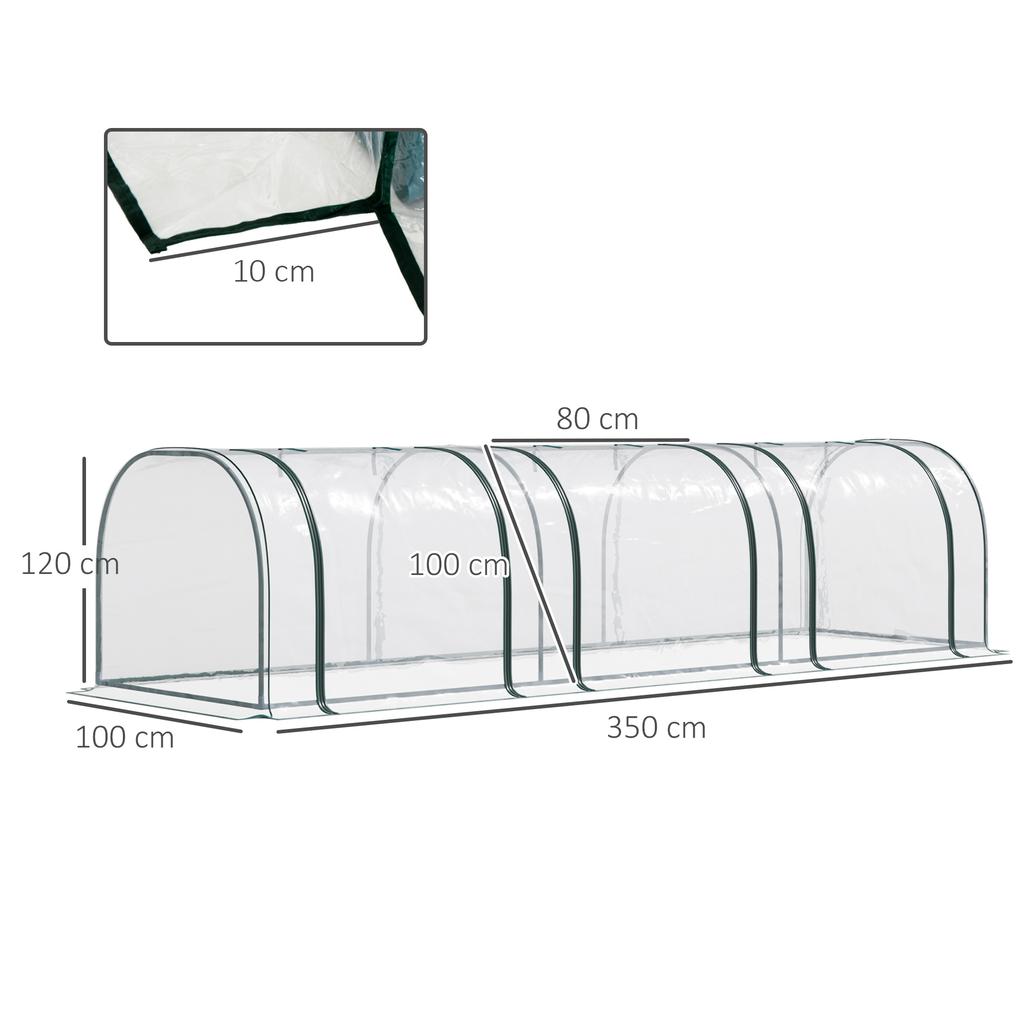 350  X 100 Cm Low Tunnel Greenhouse - Clear