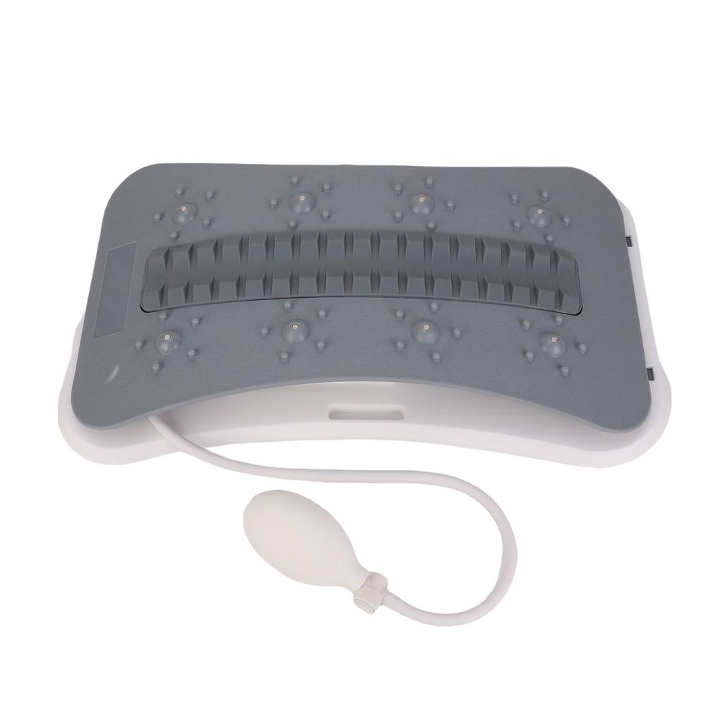 Lumbar Support Stretcher with Hand Pump Adjustable Height Lower Back Stretch Auxiliary Tool for Home and Office Gray