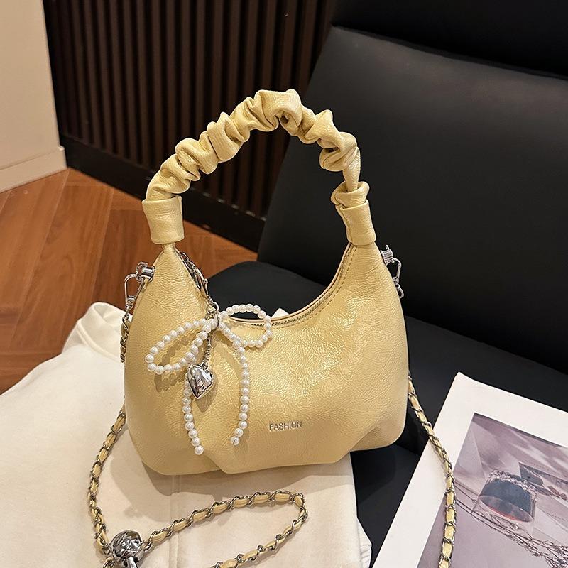 Premium red bag women's new versatile chain messenger bag exquisite pleated handbag