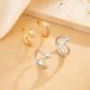 Vintage Smooth Adjustable Joint Open Rings for Women Exaggerated Gold Color Geometric Finger Rings Hip Hop Daily Jewelry Gift New
