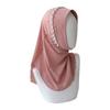 Simple Solid Color Beads Hijab Pull On Style Stretchable Head Wraps Quick Drying Shawls Sun Protection Headscarf Girls