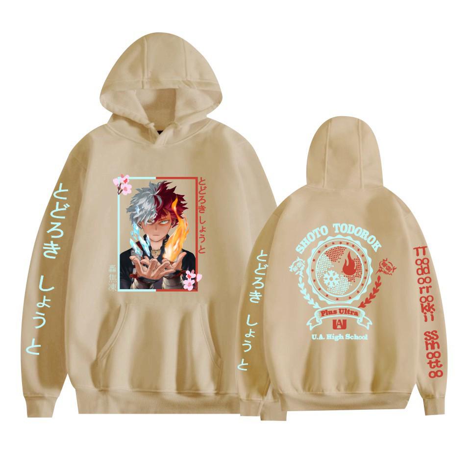 My Hero Academia Japon Anime Baskılı Unisex Bol Kesim Çift Şeritli Kapüşonlu Sweatshirt