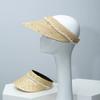 202602-DS Ins Chic Summer Raffia Grass and Straw Drill Pearl Chain Without Lady Sunshade Hat Woman Visors Cap