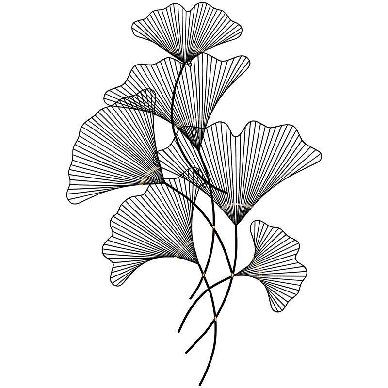 Chinese Wrought Iron Ginkgo Leaf Wall Sticker Accessories Home Living Room Wall Mural Decoration Office Hotel Wall Decor Items