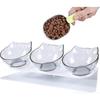 Erhöhte Katzenschüssel mit Ständer, Schräge Katzenschüssel für Kätzchen Erhöhte Katzenschüssel Gegen Erbrechen Kunststoff Transparent Katzenfutter Wasserschüssel (drei Schüsseln)