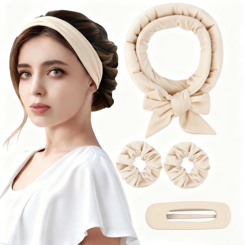 4pcs No Heat Hair Curler Women Lazy Curls Heatless Headband Ideal For Sleeping Overnight Waves Wake Up Ideal Ideal For All Hair