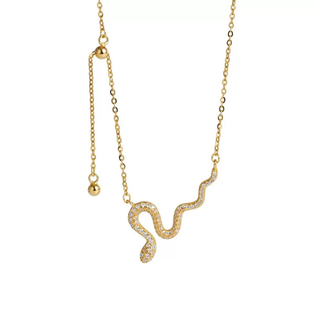 S925 Sterling Silver Snake Necklace Minimalist Chic Sliding Tassel Choker for Women