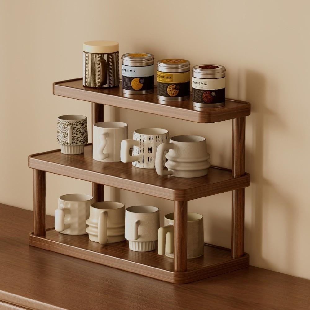 New Thickened Cup Storage Rack Multilayer Retro Style Teacups Holder Sturdy Space Saving Coffee Mug Stand Office Kitchen