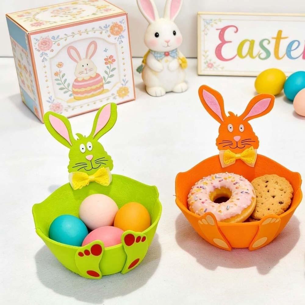 Jewelry Organizer Metal Rabbit Candy Box Exquisite Cut Felt Bunny Basket Small Portable Easter Storage Case Children Gifts