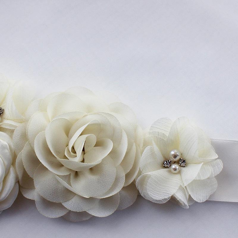 Orange-Beige Handmade Pearl Rose Waist Belt for Bridal Dress Photoshoot