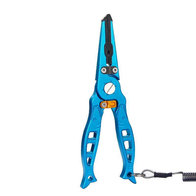 Fish-Shaped Aviation Aluminum Fishing Pliers with Split Ring and Line Cutter