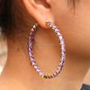 60Mm Punk Hoop Earrings Gold Color Plated Brown For Women Rhinestone Circle Hip Hop Big Hoop Earrings Set Stylish Trendy Style JewelryPunk Jewelry