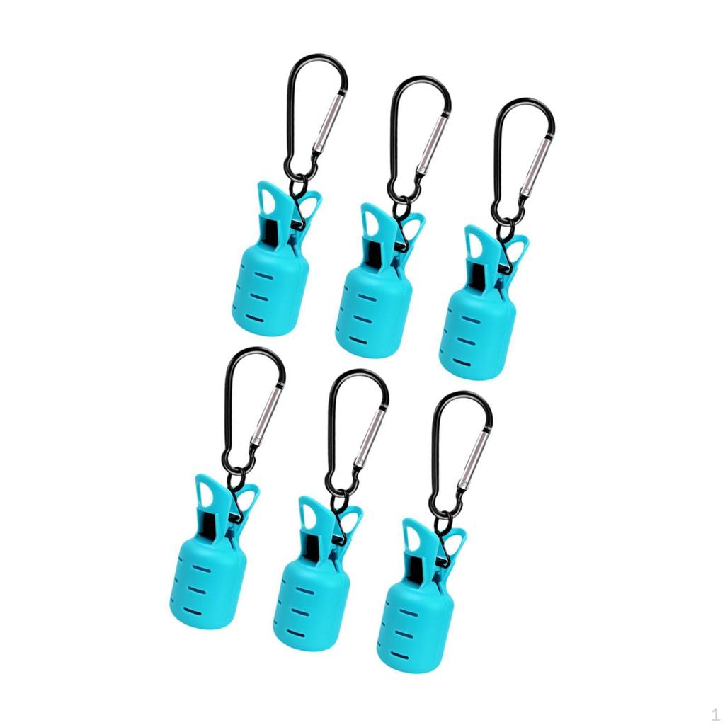 6 Fishing Hook Bonnets with Carabiners for Outdoor Use