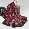 Foulard in Seta Floreale Stile Coreano: Sciarpa da Donna Leggera, Calda e Versatile Autunno/Inverno