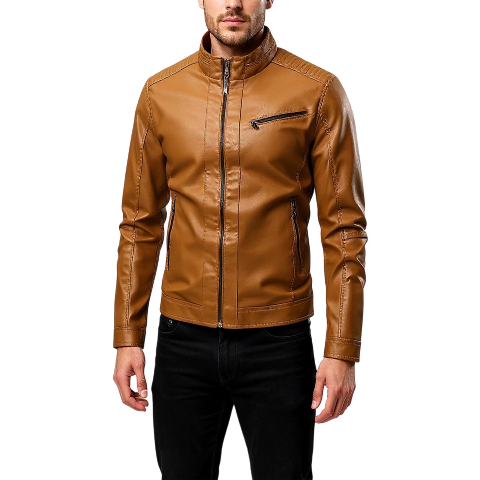 

Мужская Повседневная Куртка-косуха с воротником-стойкой Тонкий стиль Куртка Пальто XL