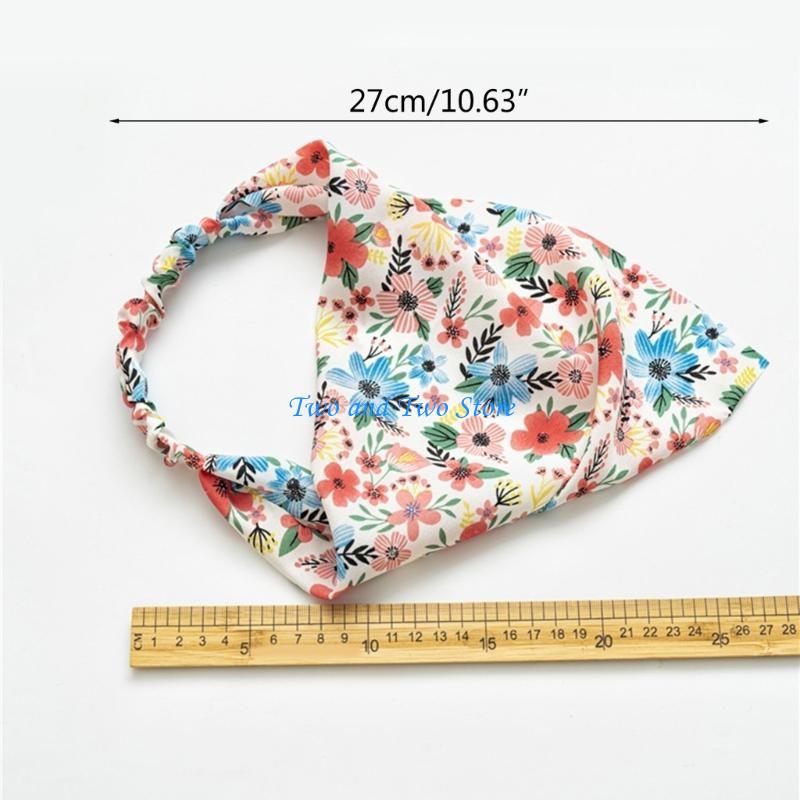 HX6F Floral Hair Bandanas Small Flower Print Head Kerchief Women Bandanas Hair Scarf Triangled Headband with Elastic Bands