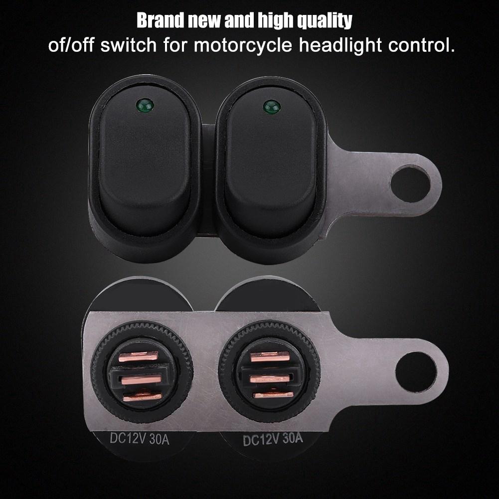 12V Motorcycle Scooter LED Headlight Headlamp On Off Switch with Green Indicator A Type